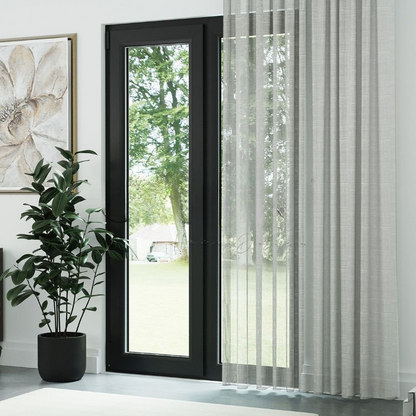 Light Grey Crushed Linen Look Sheer Curtain