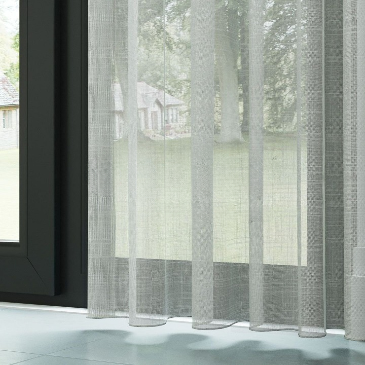 Light Grey Crushed Linen Look Sheer Curtain