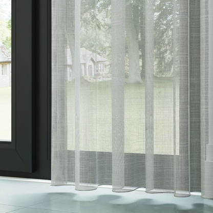 Light Grey Crushed Linen Look Sheer Curtain
