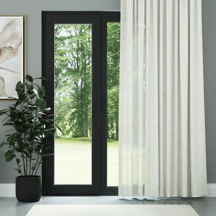 Light Cream Shimmering Plain Sheer Curtain