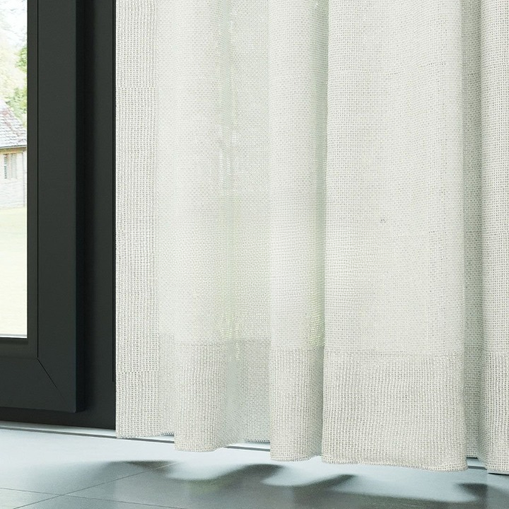 Light Cream Shimmering Plain Sheer Curtain