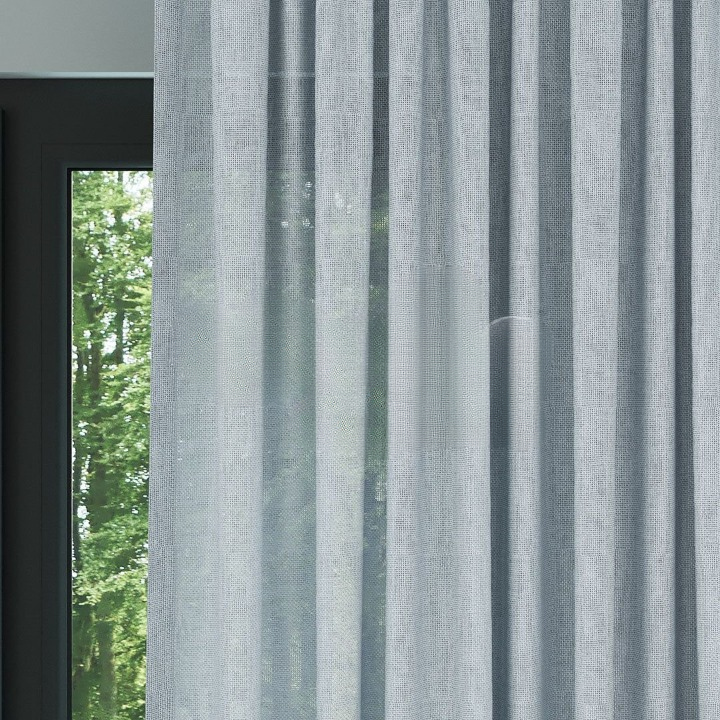 Light Blue Shimmering Plain Sheer Curtain