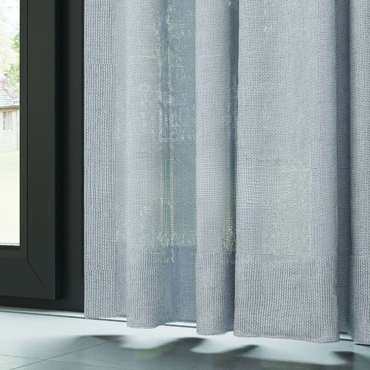 Light Blue Shimmering Plain Sheer Curtain