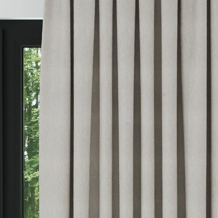 Light Stone Crosshatch Linen Drapes