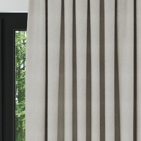 Light Stone Crosshatch Linen Drapes