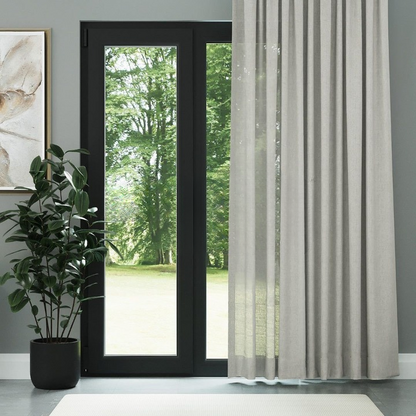 Light Stone Shimmering Plain Sheer Curtain