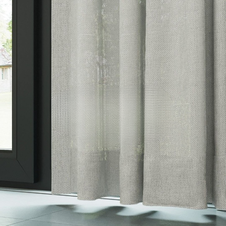 Light Stone Shimmering Plain Sheer Curtain