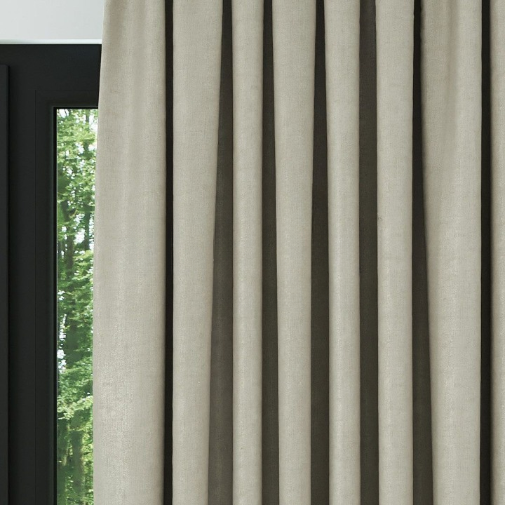 Light Stone Ribbed Velvet Drapes