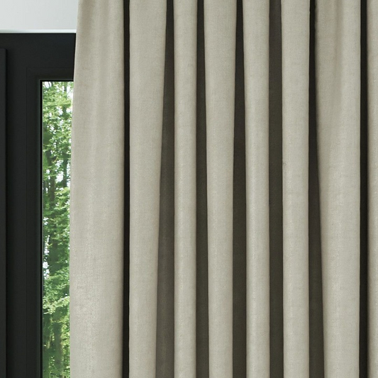 Light Stone Ribbed Velvet Drapes