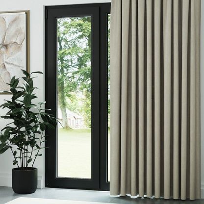 Light Stone Ribbed Velvet Drapes