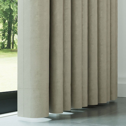 Light Stone Ribbed Velvet Drapes