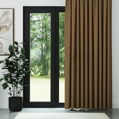 Apricot Crosshatch Linen Drapes
