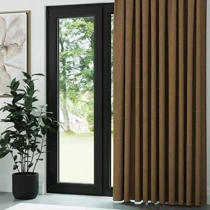 Apricot Crosshatch Linen Drapes