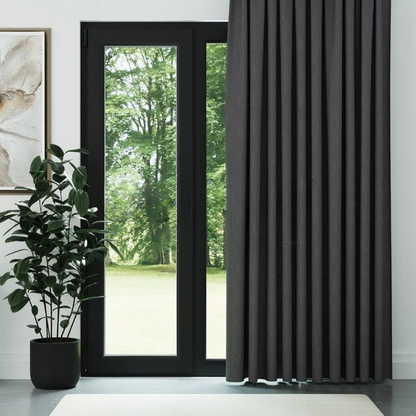 Anthracite Grey Crosshatch Linen Drapes