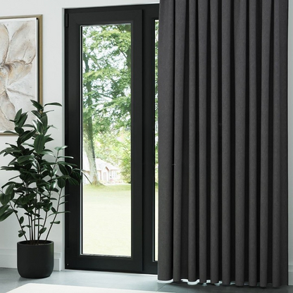 Anthracite Grey Crosshatch Linen Drapes