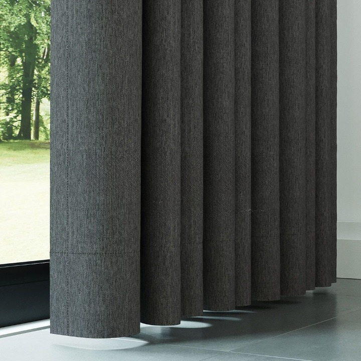 Anthracite Grey Crosshatch Linen Drapes