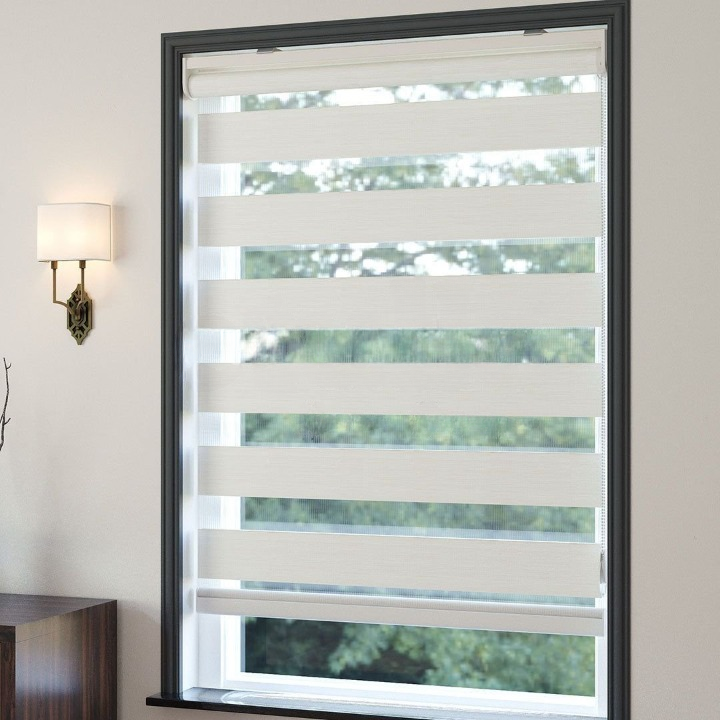 Off White Plain Zebra Roller Blind