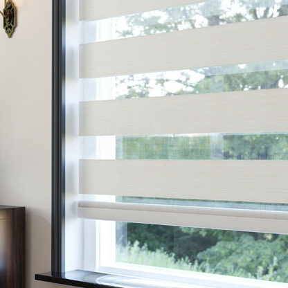 Off White Plain Zebra Roller Blind