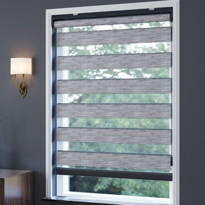 Grey Plain Zebra Roller Blind