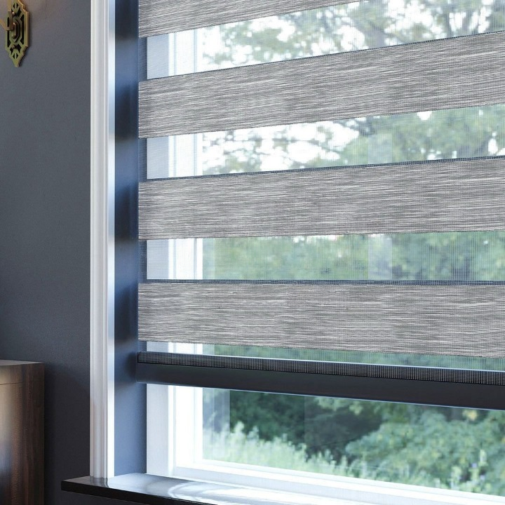 Grey Plain Zebra Roller Blind