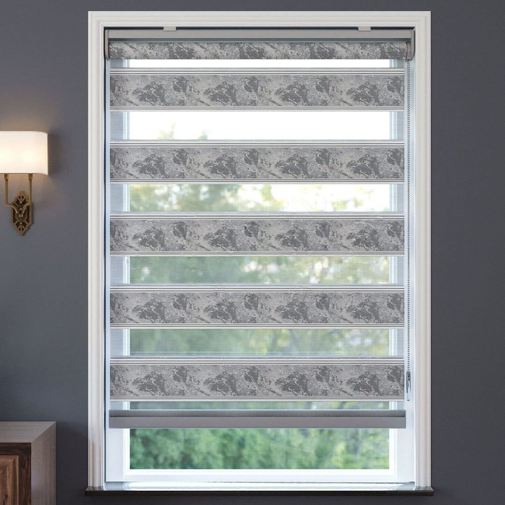 Grey Plain Zebra Roller Blind