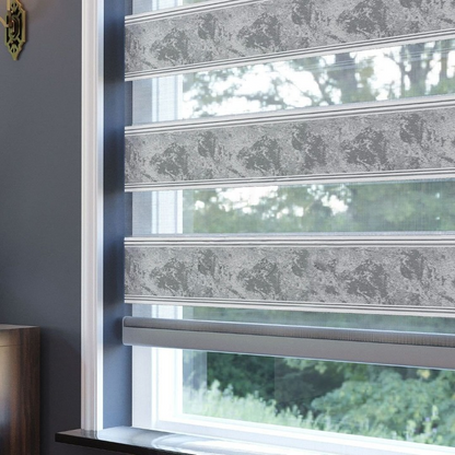 Grey Plain Zebra Roller Blind