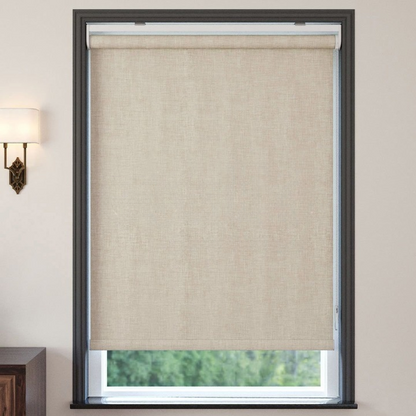 Beige Linen Textured Blackout Roller Blinds