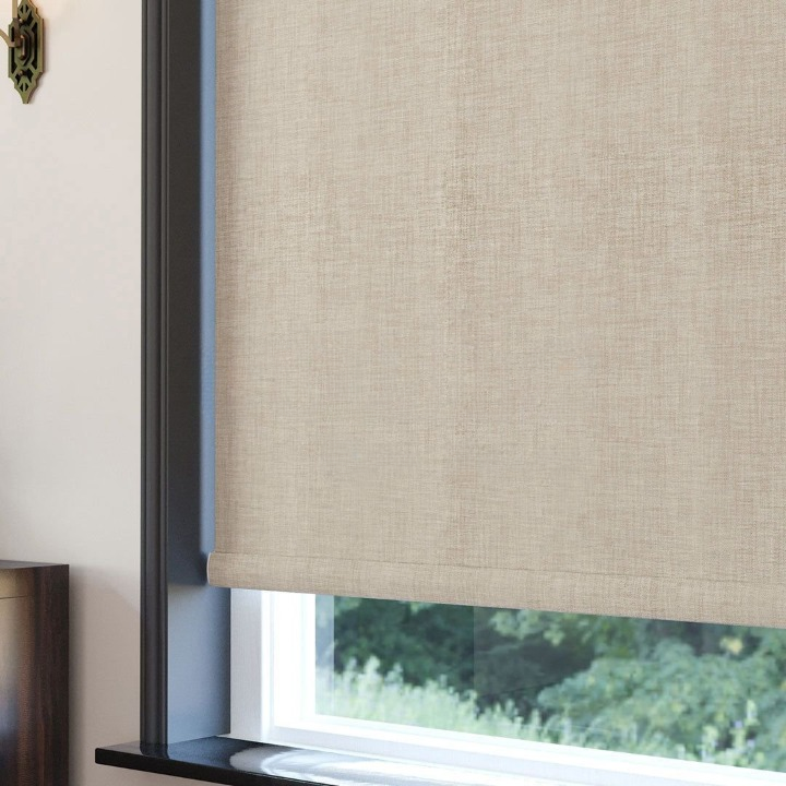 Beige Linen Textured Blackout Roller Blinds