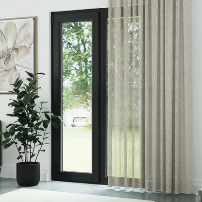 Beige Crushed Linen Look Sheer Curtain