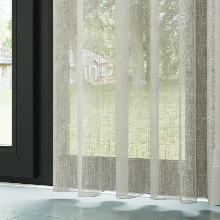 Beige Crushed Linen Look Sheer Curtain