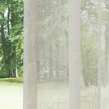 Beige Crushed Linen Look Sheer Curtain