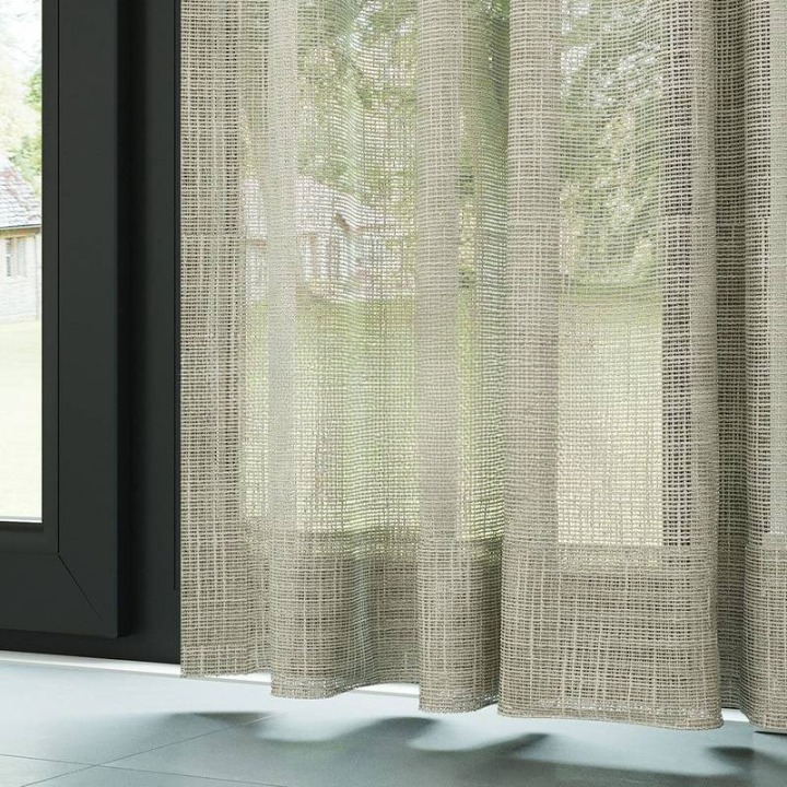 Beige Basketweave Linen Look Semi-Sheer Curtain
