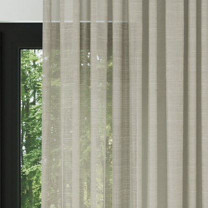 Beige Slub Linen Look Sheer Curtain