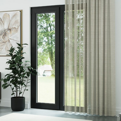 Beige Slub Linen Look Sheer Curtain