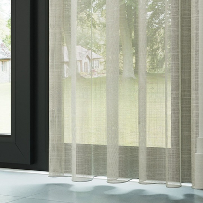 Beige Slub Linen Look Sheer Curtain