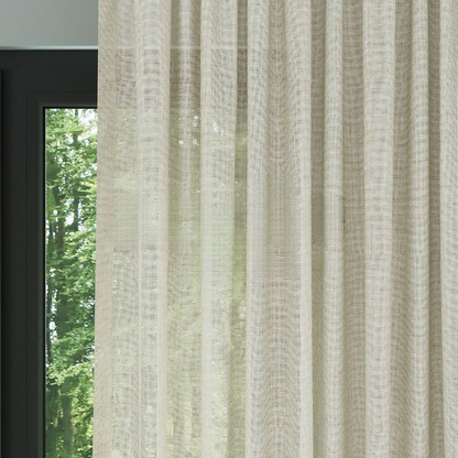 Beige Slub Textured Linen Look Sheer Curtain