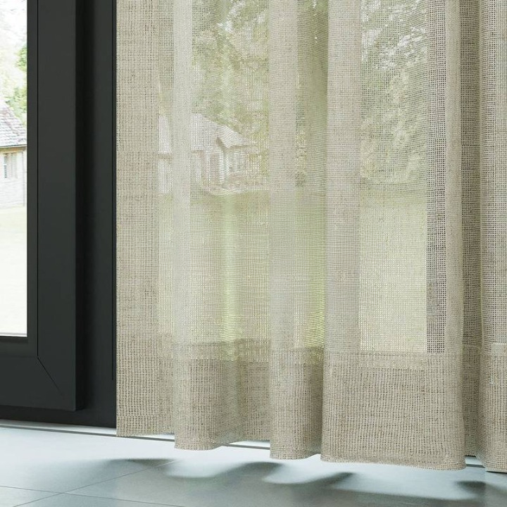 Beige Slub Textured Linen Look Sheer Curtain