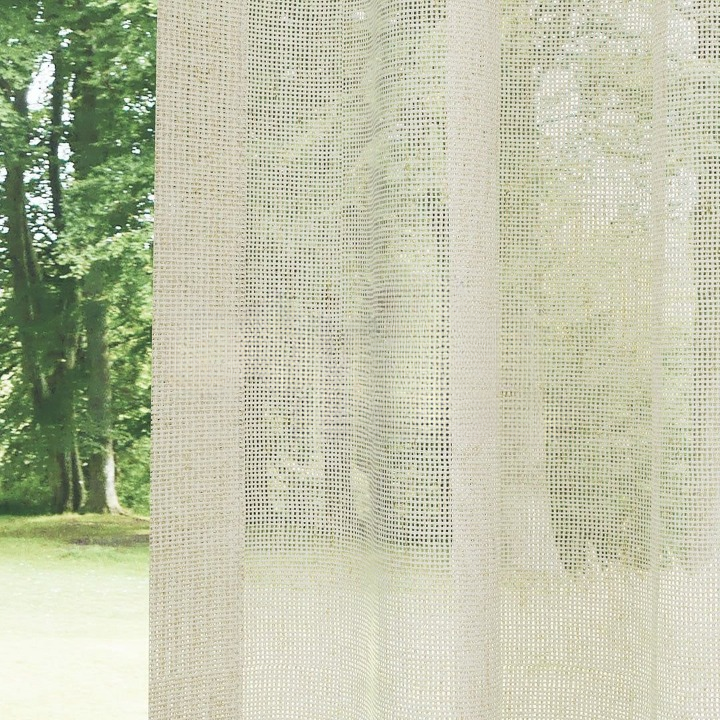 Beige Slub Textured Linen Look Sheer Curtain