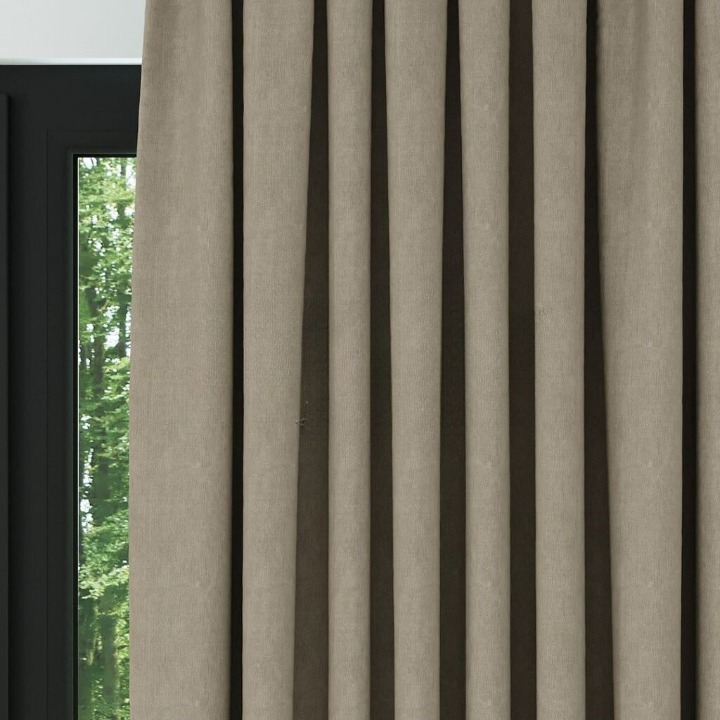 Beige Textured Linen Drapes