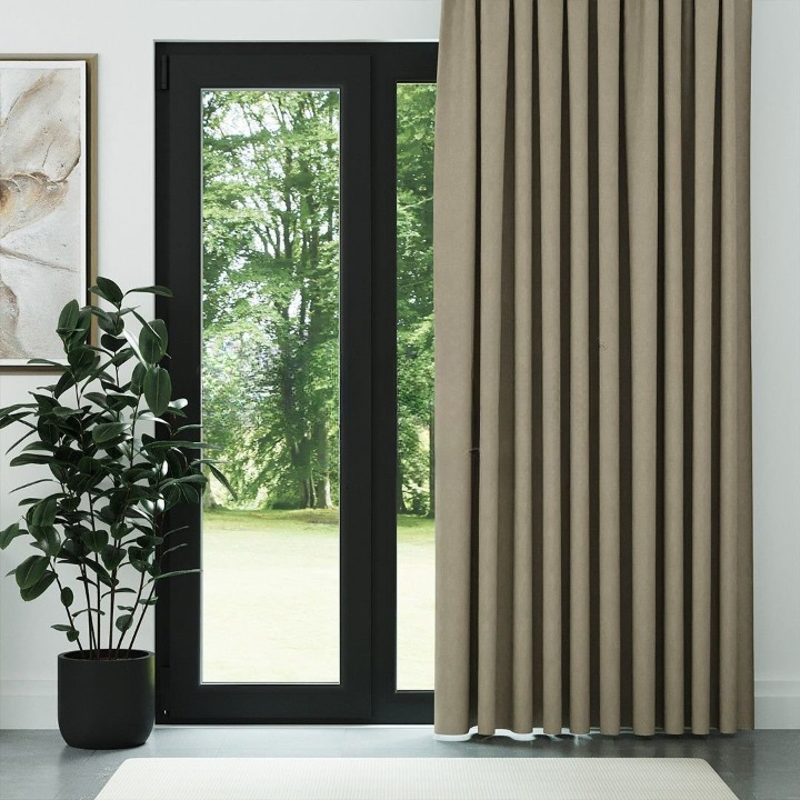 Beige Textured Linen Drapes