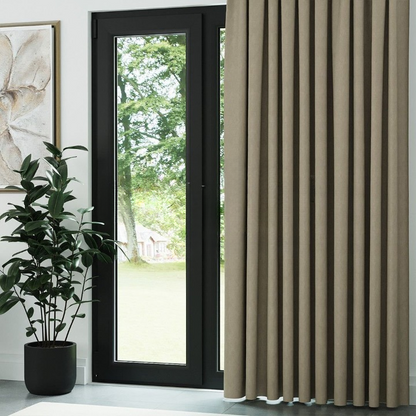 Beige Textured Linen Drapes