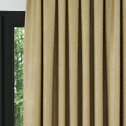 Beige Ribbed Velvet Drapes