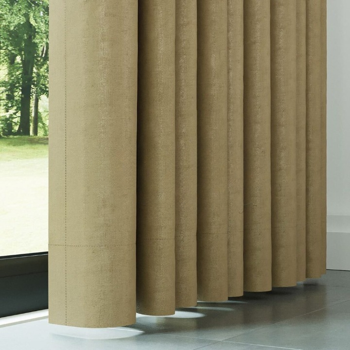 Beige Ribbed Velvet Drapes