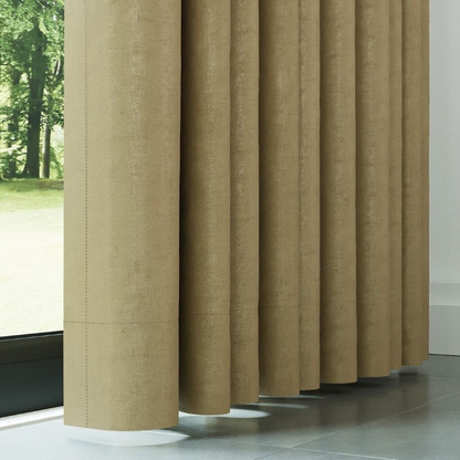 Beige Ribbed Velvet Drapes