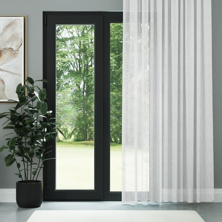 White Bamboo Textured Sheer Curtain