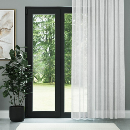 White Bamboo Textured Sheer Curtain