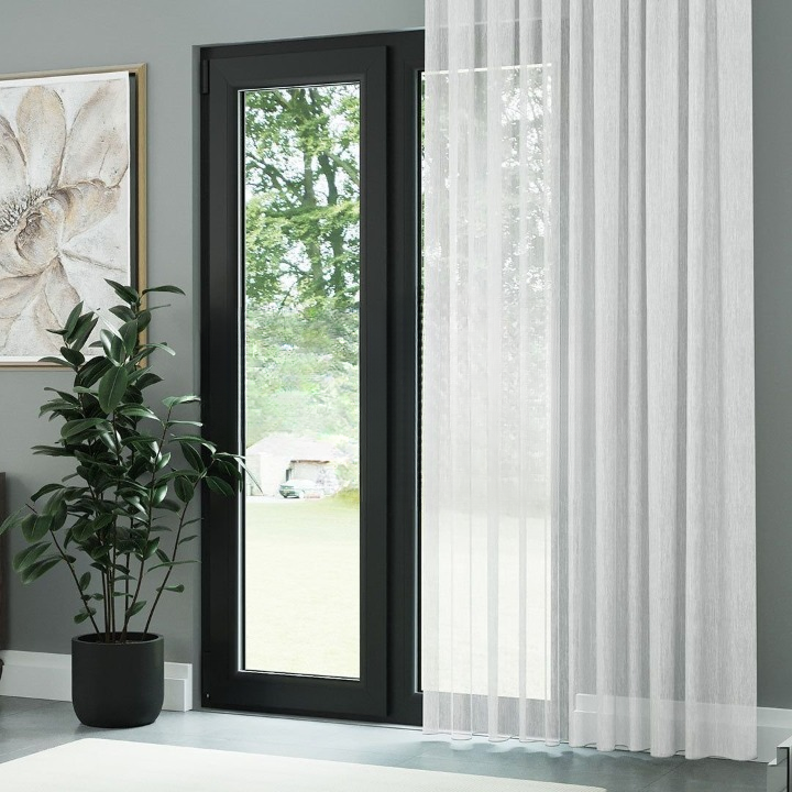 White Bamboo Textured Sheer Curtain