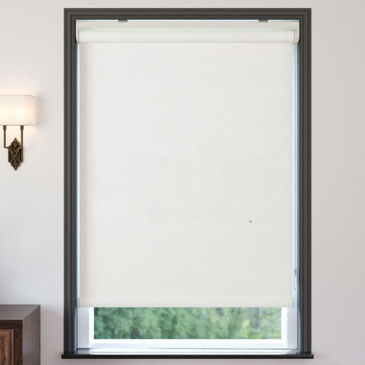 White Linen Textured Blackout Roller Blinds