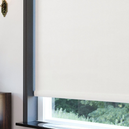 White Linen Textured Blackout Roller Blinds