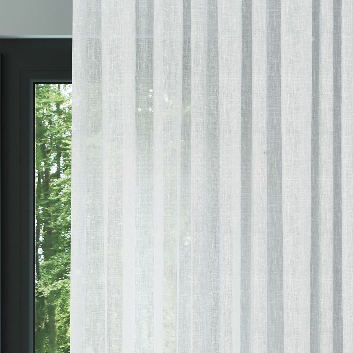 White Crushed Linen Look Sheer Curtain
